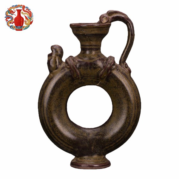 Yue Ware Tea-pousyè Glaze Zoomorphic Ewer/Song Dinasti